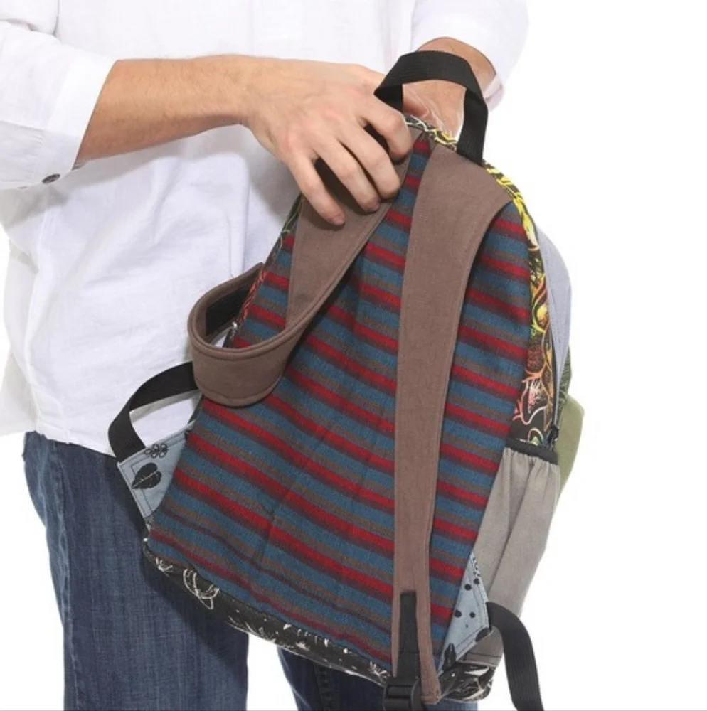 Colorful Upcycled Boho Patchwork Backpack RANDOM ASSORTED - Picture 3 of 7